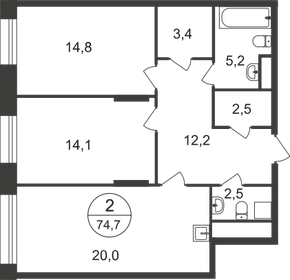 71,4 м², 2-комнатная квартира 15 414 718 ₽ - изображение 21