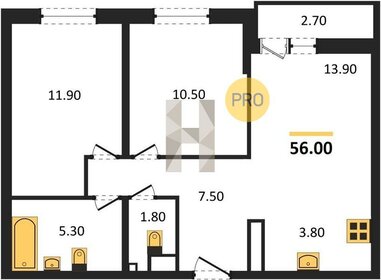 Квартира 56 м², 2-комнатная - изображение 1