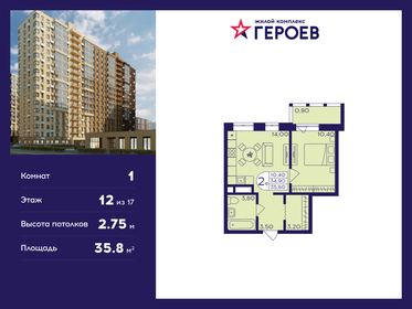 35,8 м², 1-комнатная квартира 6 497 700 ₽ - изображение 6