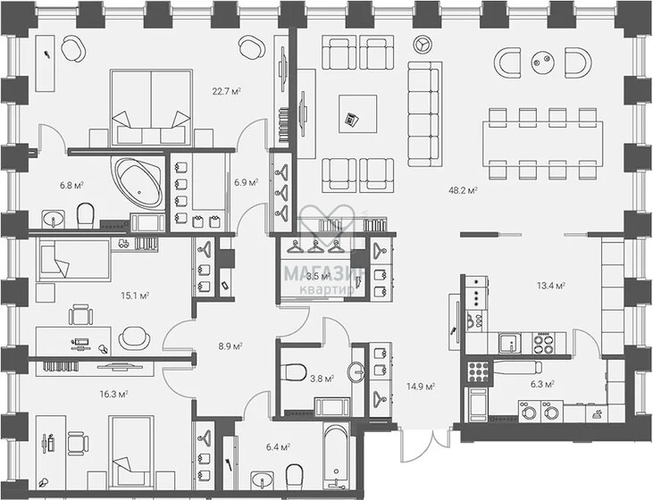 173,2 м², 3-комнатная квартира 55 750 000 ₽ - изображение 1