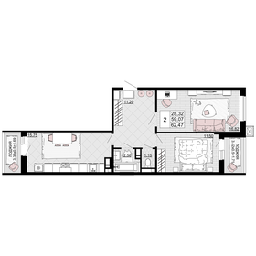 Квартира 62,5 м², 2-комнатная - изображение 1