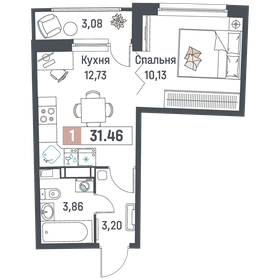 Квартира 31,5 м², 1-комнатная - изображение 1