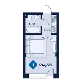 Квартира 24,4 м², 1-комнатные - изображение 1