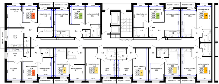 56,3 м², 3-комнатная квартира 6 530 800 ₽ - изображение 7