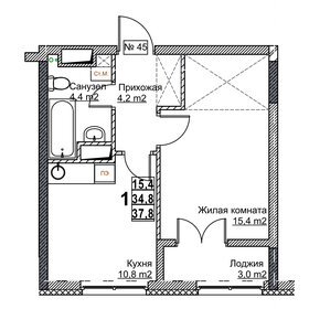 Квартира 37,8 м², 1-комнатная - изображение 1