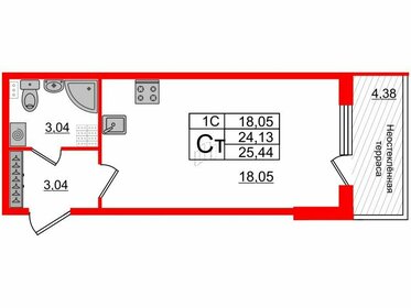 Квартира 24,1 м², студия - изображение 1