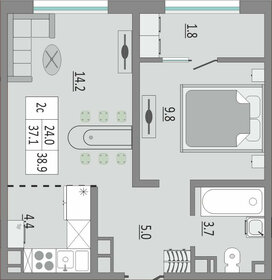 Квартира 40 м², 2-комнатная - изображение 1