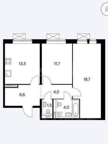 60 м², 3-комнатная квартира 11 600 000 ₽ - изображение 1