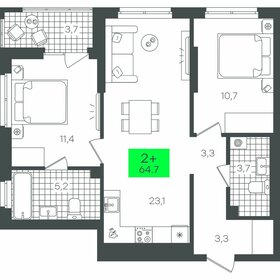 Квартира 64,8 м², 2-комнатная - изображение 1