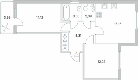 Квартира 57,8 м², 2-комнатная - изображение 1