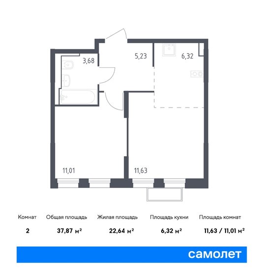 37,9 м², 1-комнатная квартира 15 081 875 ₽ - изображение 1