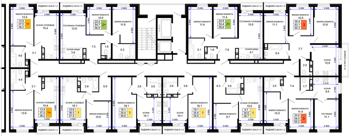 56,5 м², 2-комнатная квартира 6 450 000 ₽ - изображение 81