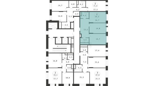 71,4 м², 2-комнатная квартира 15 414 718 ₽ - изображение 41