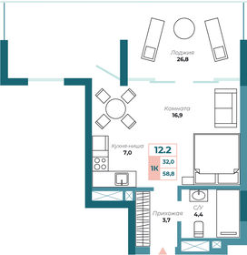 50,9 м², 1-комнатные апартаменты 16 880 038 ₽ - изображение 25