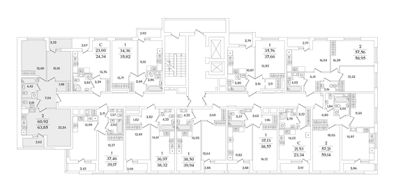 61,6 м², 2-комнатная квартира 14 670 000 ₽ - изображение 146