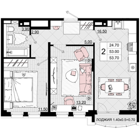 54,6 м², 2-комнатная квартира 16 653 000 ₽ - изображение 39