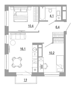 Квартира 49,1 м², 2-комнатная - изображение 1