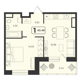 Квартира 40,5 м², 1-комнатная - изображение 1