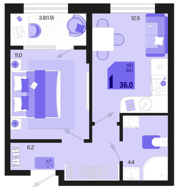 36,2 м², 2-комнатная квартира 3 500 000 ₽ - изображение 69