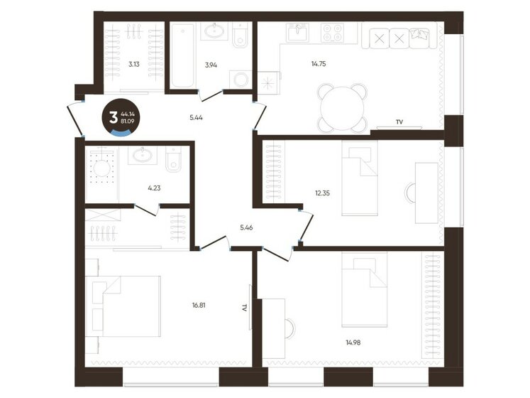58,2 м², 3-комнатная квартира 9 298 900 ₽ - изображение 30