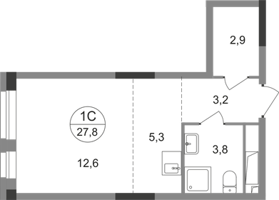 Квартира 27,8 м², студия - изображение 1