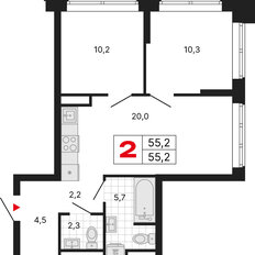 Квартира 55,2 м², 2-комнатная - изображение 2
