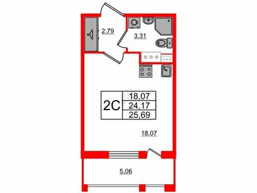 Квартира 24,2 м², студия - изображение 1