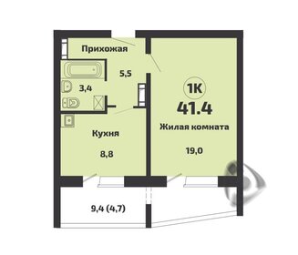 Квартира 41,5 м², 1-комнатная - изображение 1