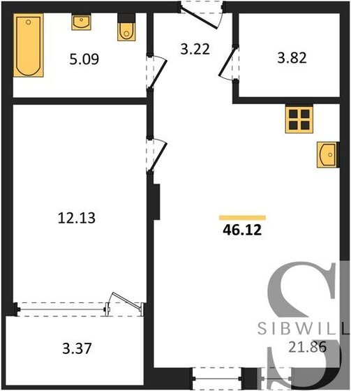 46 м², 1-комнатная квартира 5 878 000 ₽ - изображение 46