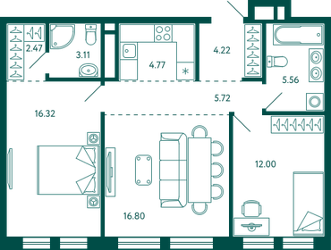 70,7 м², 2-комнатная квартира 13 358 202 ₽ - изображение 11