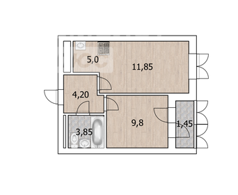 Квартира 35,9 м², 2-комнатная - изображение 1