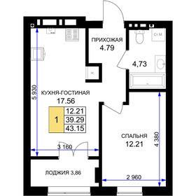 43,2 м², 1-комнатная квартира 4 150 000 ₽ - изображение 36