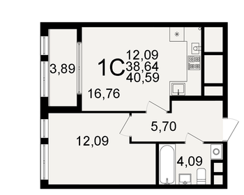 40,6 м², 1-комнатная квартира 3 734 280 ₽ - изображение 53