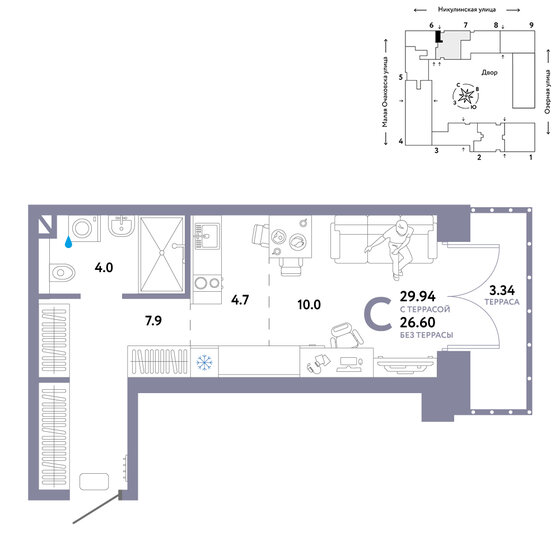 29,9 м², 1-комнатная квартира 17 090 000 ₽ - изображение 1
