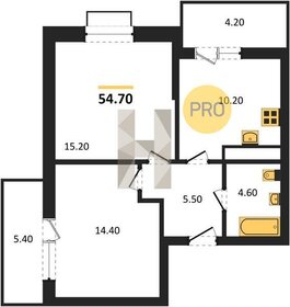 Квартира 54,7 м², 2-комнатная - изображение 1