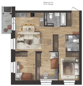 61,9 м², 2-комнатная квартира 6 190 000 ₽ - изображение 71