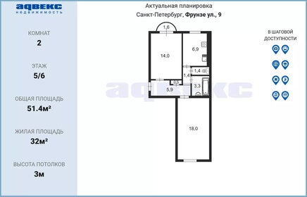 33 м², 1-комнатная квартира 15 290 000 ₽ - изображение 48