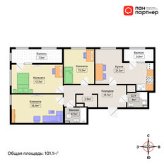 Квартира 101,6 м², 3-комнатная - изображение 1