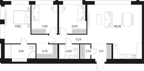 Квартира 109,8 м², 4-комнатная - изображение 1