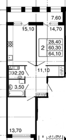 Квартира 60,3 м², 2-комнатная - изображение 1