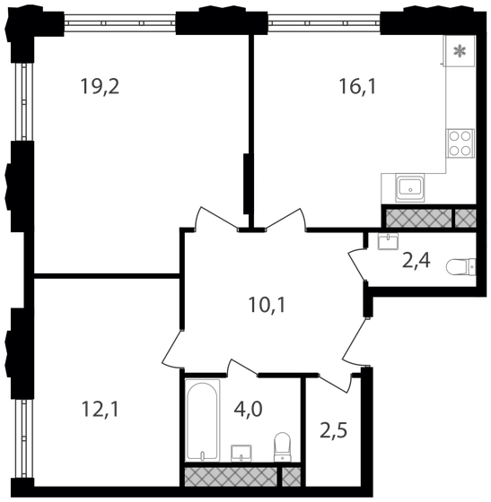 66,4 м², 2-комнатные апартаменты 15 457 920 ₽ - изображение 1