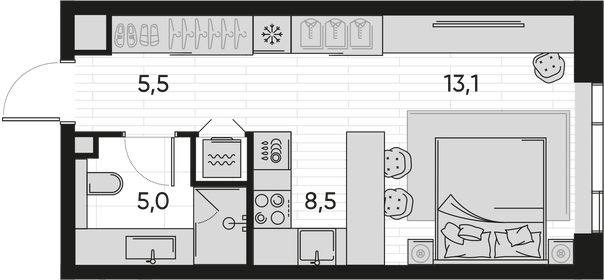 32 м², квартира-студия 14 500 000 ₽ - изображение 76