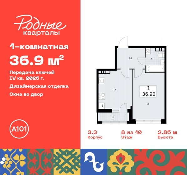 36,9 м², 1-комнатная квартира 8 344 653 ₽ - изображение 31