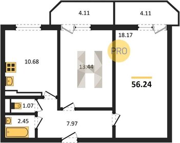 Квартира 56,2 м², 2-комнатная - изображение 1