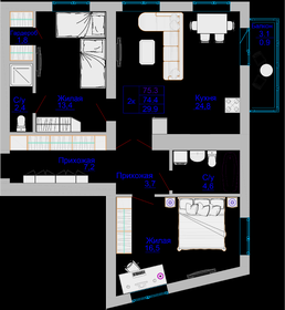 80,8 м², 3-комнатная квартира 6 967 800 ₽ - изображение 19