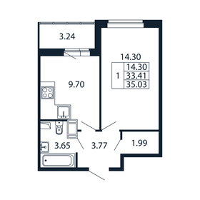 Квартира 35 м², 1-комнатная - изображение 4