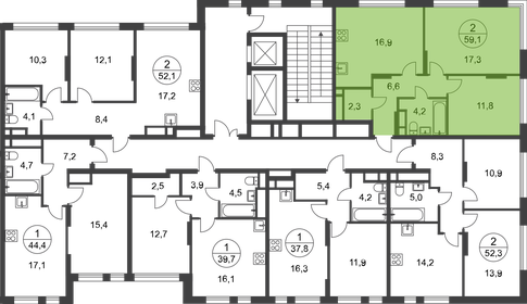 59,1 м², 2-комнатная квартира 16 399 734 ₽ - изображение 21