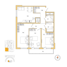 75 м², 3-комнатная квартира 14 950 000 ₽ - изображение 70