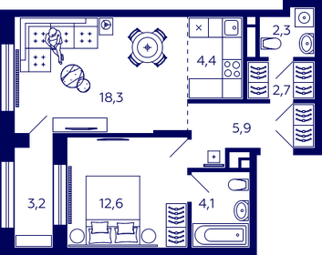 27 м², 1-комнатная квартира 5 690 000 ₽ - изображение 87