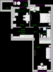 63,5 м², 2-комнатная квартира 15 300 000 ₽ - изображение 36